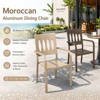 FLD2087 Chaise de salle à manger d'extérieur en aluminium profil H de qualité contractuelle, fauteuil de patio à dossier marocain pour hôtel, complexe hôtelier, restaurant