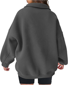 Sudadera extragrande de mujer con media cremallera, informal, de forro polar, tipo chaqueta con capucha y cremallera corta - Product Image 4