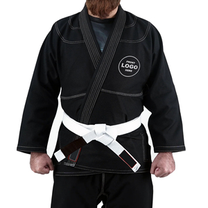 Kimono de karaté noir unisexe, coupe classique, 100% coton, 320g, respirant, logo sur le devant, vêtements d'entraînement personnalisés, kits d'arts martiaux pour adultes - Product Image 5