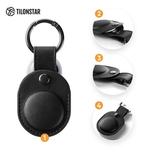 TILONSTAR TA102 Nuevos artículos antipérdida Cubierta Metal Loop Llavero Anillo Funda protectora de cuero para Airtag Holder - Product Image 3