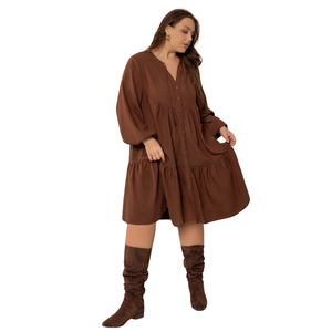 Vestido Midi de Algodón Estampado para Mujer, Uso Diario - Product Image 3