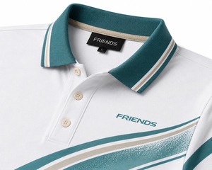 Polo a Rayas Blanco y Verde Azulado para Hombre, Manga Corta, Transpirable, Diseño Casual de Punto, Logotipo Frontal - Product Image 2