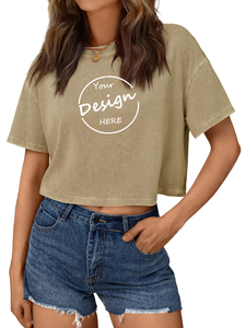 Summer 100% Cotton Fashion <b>Crop</b> <b>Top</b> T Shirt Short Sleeve Sexy Plain Women's T-shirts - Product Image 3