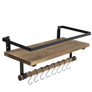 Étagère murale de salle de bain en métal noir avec barre porte-serviettes - Product Image 5