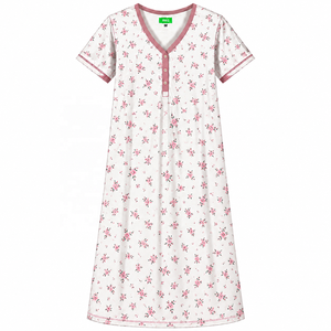 Robe trapèze sans manches à imprimé floral, col en V, longueur genou, coupe droite, en coton, décontractée, respirante, tissu tissé pour l'été - Product Image 1
