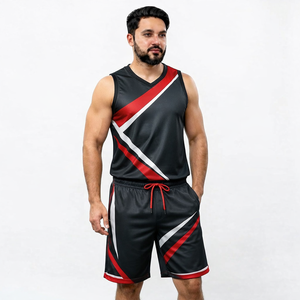 Men's Geometric Print Tank Top And Shorts <b>Set</b> V-Neck Quick Dry <b>Knitted</b> Polyester Sporty Summer Outfit - Product Image 1