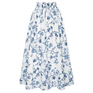 Jupe longue ample en mousseline de soie à imprimé floral de haute qualité pour femmes, idéale pour le printemps et l'été, à porter au quotidien - Product Image 4