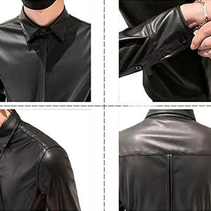 Chemise en cuir pour homme, douce, de haute qualité, à manches longues, chemise en cuir pour homme, chemise en cuir légère de créateur pour homme - Product Image 6