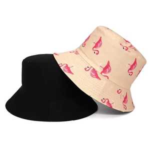 Unisex Bucket <b>Hat</b> <b>Flamingo</b> Print Beige Black Casual Spring Summer Beach Polyester Canvas Adult <b>Hat</b> - Product Image 1