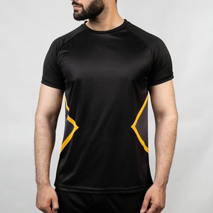 เสื้อยืดคอกลมแขนสั้นสีดำสำหรับผู้ชาย ทรงปกติ แห้งเร็ว ผ้าถัก 100% คอตตอน สวมใส่สบาย - Product Image 5
