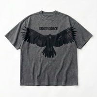 T-shirt décontracté à manches courtes pour homme Snowgrace, noir, 100 % coton, style streetwear, col rond, imprimé personnalisé, écologique