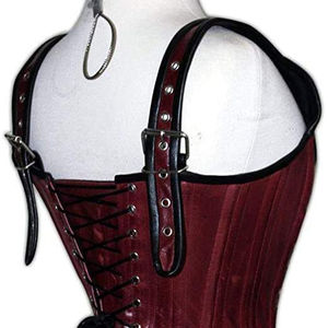 Corset marron en cuir à bretelles pour femme, style overbust, pour l'entraînement de la taille et le remodelage corporel, respirant, avec option OEM - Product Image 6