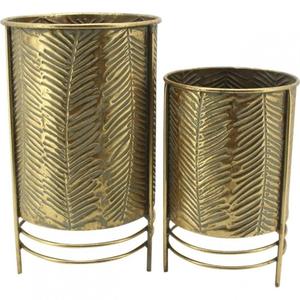 Ensemble de vases modernes en métal à design cannelé pour la décoration intérieure de plantes et fleurs, présentoir au sol, tailles personnalisées, ensemble de jardinières - Product Image 4