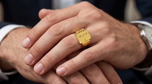 Anillo Clásico para Hombre DIVYORO BASTION, Chapado en Oro, de Cobre y Latón, para Ocasiones Festivas - Product Image 3