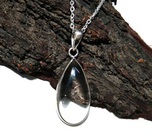 Natural Clear Quartz Teardrop Pendant <b>Necklace</b> in 925 Sterling <b>Silver</b> Pear Shape Crystal Quartz Gemstone Pendant Handmade He - Product Image 4
