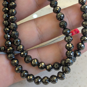 Perles Rondelles en Diamant Noir Naturel Facettées AAA 6mm, Fil de 16 Pouces, Perles de Diamant en Vrac, Fournisseur en Gros pour la Fabrication de Bijoux - Product Image 1