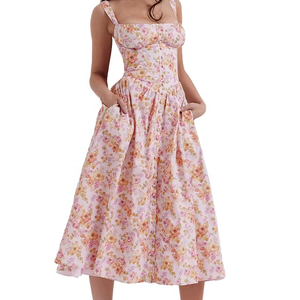 Robe longue d'été décontractée en mousseline de coton biologique teint uni, imprimée style bohème, avec fente et motifs floraux, sexy, pour femme, idéale pour la plage - Product Image 2