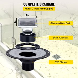 38 \ "X 60 \" Kit di rivestimento per cordolo doccia a tenuta stagna 4 \ "flangia Offset in PVC 4 \" griglia in acciaio inox 2 accessorio per doccia - Product Image 3