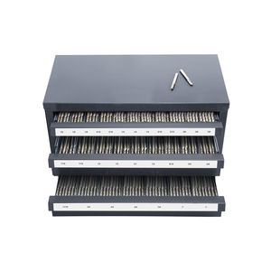 Armadietto in Acciaio a Tre Cassetti con 29 Scomparti, Etichette Impilabili Personalizzabili, Organizzazione per Frese OBM/OEM, Adatto per Frese da 1/8'' e 1'' - Product Image 1