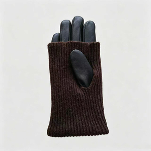 Gants en peau de mouton HARAZ HRZ-458 pour femme, impression par transfert thermique, compatibles écran tactile, détection par aiguille, respirants, poignets tricotés, longueur poignet - Product Image 2