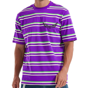 T-shirt à manches courtes pour homme, bleu, vert, blanc, col rond, coupe classique, imprimé, en coton - Product Image 6