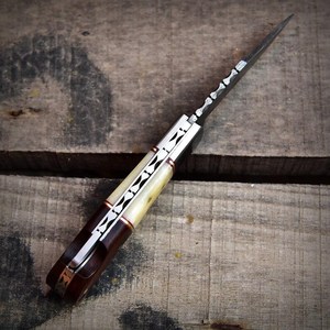Cuchillo de Caza Plegable de Grado Industrial, Hecho a Mano, con Patrón Damasco Personalizado, Punta Caída, EDC, Directo de Fábrica, Listo para FBA, Cuchillo de Bolsillo - Product Image 5