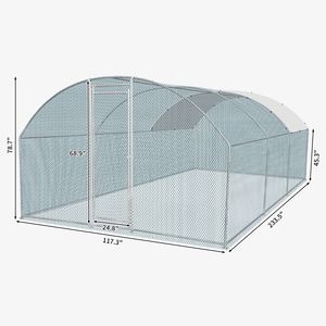 Pollaio Grande e Robusto in Acciaio Zincato 19.7x9.8x6.5ft con Recinto Esterno, Gabbia per Polli con Copertura Impermeabile e Tetto ad Arco Tipo A - Product Image 2