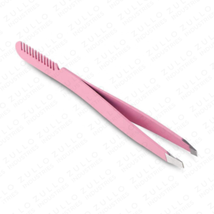Professional Stainless Steel Slant Tip Eyebrow Tweezers with Comb Custom Logo <b>Precision</b> Brow Grooming <b>Tool</b> OEM - Product Image 6