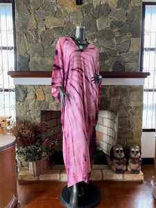 Vestido Caftán de Rayón con Estampado Shibori Boho Mangosteen, Talla Grande, Corte Holgado y Fluido, Atuendo de Playa para Mujer, Verano - Product Image 4