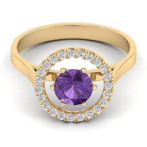 แหวนเพชร REYES ดีไซน์พิเศษ สวยหรู ทองคำชมพู 14K ประดับพลอยอเมทิสต์ งานแฮนด์เมด แหวนหมั้นเพชร แหวนดีไซน์เฉพาะสำหรับผู้หญิง - Product Image 6