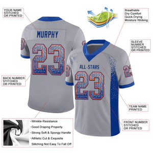Customized American Football Jerseys Short Sleeve 100% Polyester Anti-Bacterial Breathable Custom Color Unisex Jersey Set - Product Image 4