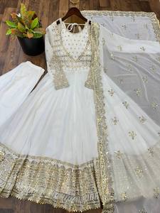 Traje Anarkali de Georgette de Primera Calidad, Preconfeccionado, con Estampado Digital, Corte Holgado, Secado Rápido, Sin Arrugas, para Fiestas de Diwali - Product Image 4