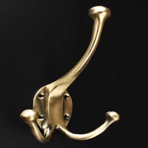 Brass <b>Wall</b> Mounted Triple <b>Hook</b> Metal <b>Coat</b> Hanger Casted Brass <b>Wall</b> <b>Hooks</b> - Product Image 2