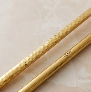 Hammered Gold Polish Stainless Steel Salad <b>Servers</b> For Aesthetic Table Presentation Banquet Halls And Wedding <b>Buffets</b> - Product Image 3