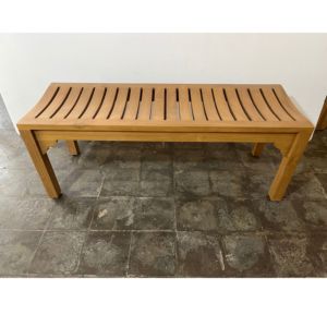 Banc d'extérieur durable en bois massif, ensemble de sièges à lattes concaves en teck pour importateurs en gros, export direct usine en conteneur en vrac - Product Image 4