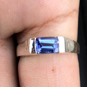 Bague en Tanzanite Naturelle, Argent Sterling, Or Massif 14K, Bague de Fiançailles, Tanzanite Taille Émeraude, Pierre de Naissance de Décembre, Bague Unisexe - Product Image 2