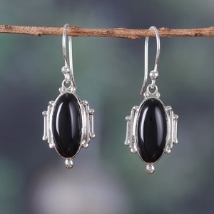 Pendientes Colgantes de Plata de Ley 925 con Ónix Negro, Hechos a Mano con Piedras Preciosas Naturales, Joyería de Moda para Mujer, Venta al Por Mayor - Product Image 4