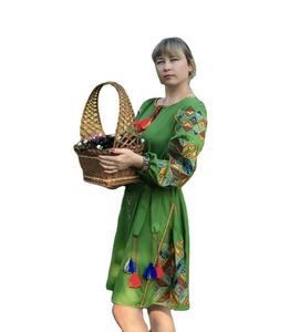 Vestido de fiesta de algodón con manga larga bordada, ropa de fiesta - Product Image 1