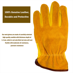 Gants de sécurité vintage en cuir jaune avec paume renforcée pour une protection accrue, durabilité, respirabilité, utilisation extérieure, longueur poignet - Product Image 3