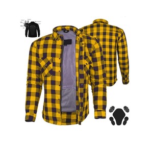 Latest Mens Womens <b>Level</b> 2 Armored Protective Riding Shirt Red Black Abrasion Resistant Flannel Aramid <b>Lined</b> Biker Moto Shirt - Product Image 5