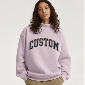 Sweat-shirt molletonné épais décontracté pour femme, col montant oversize, personnalisable avec logo brodé, anti-boulochage, respirant, logo frontal - Product Image 1