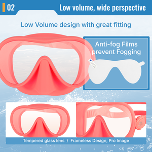 Nouveau Masque de Plongée Sans Cadre 2026, Faible Volume, Lentille Unique, Équipement de Snorkeling, Silicone Mat Couleurs Macaron, OEM ODM Logo Personnalisé - Product Image 3