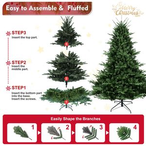 Albero di Natale a forma completa da 2,3 m (7,5 piedi) con 2441 aghi misti in PE/PVC, base larga per spazi ampi, struttura pieghevole facile da montare per grandi dimensioni - Product Image 4