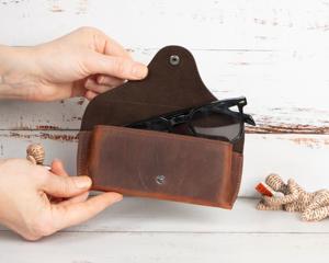 Soft Cowhide Leather Glasses Sleeve Genuine Pouch Luxury <b>Slim</b> Handmade Vintage Reading Spectacles Case Cover LGC-0131 - Product Image 2