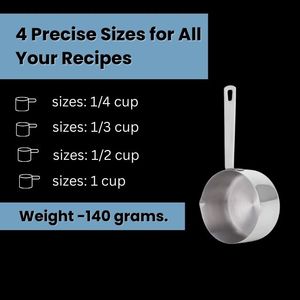 Juego de 4 Tazas Medidoras de Acero Inoxidable con Asas para Hornear y Cocinar, Utensilios de Cocina para Ingredientes Secos o Líquidos, Suministro de Fábrica - Product Image 3
