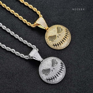 Pendentif Moissanite Jack Skellington, Pendentif Crâne Moissanite Halloween, Pendentif Crâne en Argent 925 Fait Main, Pendentif Hip Hop Iced - Product Image 2