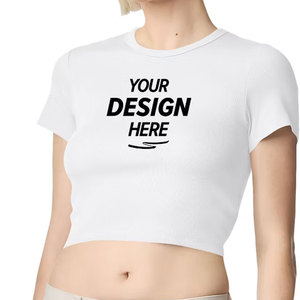 Camiseta Corta de Punto para Mujer, Nueva, Ajustada, Cuello Redondo, Básica, Lisa, Suave, Elástica, Informal, de Verano - Product Image 4