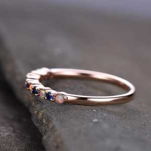 แหวนแต่งงานประดับโอปอลและไพลินสีน้ำเงิน ชุบทอง 14K เงินแท้ 925 ได้รับการรับรองจาก IGI สำหรับผู้หญิง เหมาะสำหรับเทศกาลต่างๆ - Product Image 4