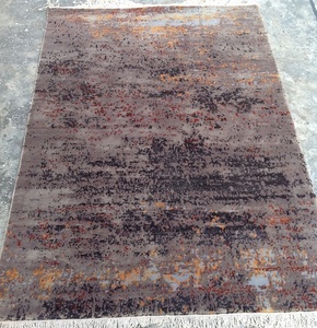 Alfombra Premium de viscosa/seda de lana indo-nepalí anudada a mano diseño abstracto contemporáneo algodón multitono para juegos de alfombras de área de alta gama - Product Image 2