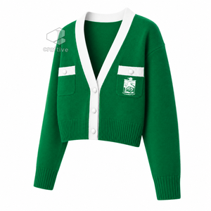 เสื้อคาร์ดิแกน Iota Phi Lambda Sorority สำหรับผู้หญิง ปักลายตราสัญลักษณ์ คอวี ติดกระดุม ผ้าถักอะคริลิก เสื้อสเวตเตอร์สำหรับนักศึกษา เสื้อคลุม - Product Image 2